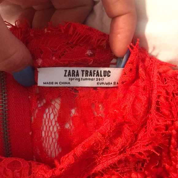 zara red lace halter top - Picture 4 of 5